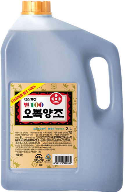 오복식품 별100 양조간장, 3L, 1개