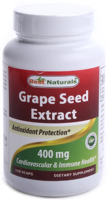베스트네츄럴스 포도 씨 추출물 400mg 브이캡, 1개, 120정 - 쿠팡
