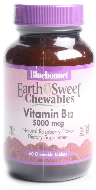블루보넷 비타민 B-12 5000mcg 내추럴 라즈베리 츄어블 타블렛 비건, 1개 - 쿠팡
