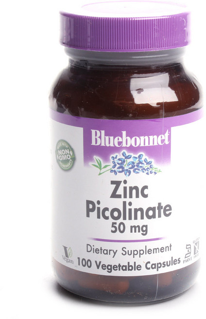 블루보넷 징크 피콜리네이트 50mg 베지터블 캡슐 글루텐 프리 무설탕, 1개, 100정