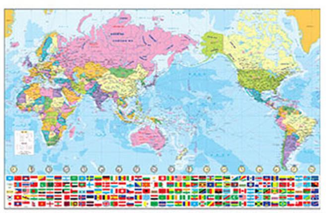 렉스데코 세계지도 국기포함, 족자, 1개