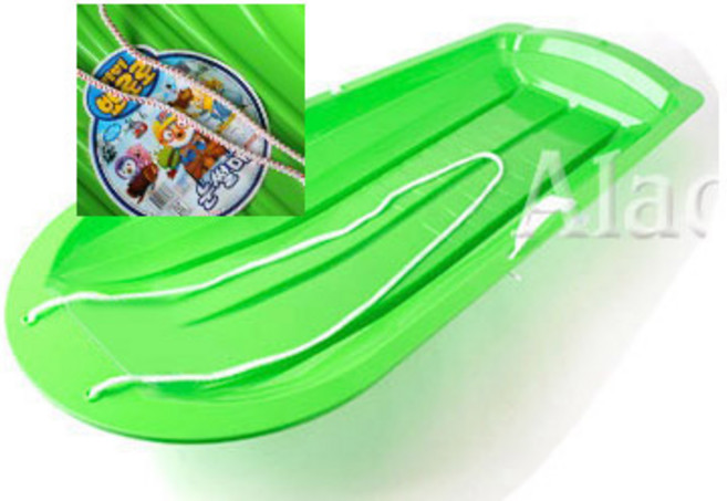 알라딘상사 알라딘 눈썰매모음/1인용눈썰매/2인용눈썰매 눈썰매, 뽀로로눈썰매 2인용-연두, 1개