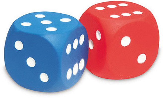 러닝리소스 고무스폰지 점 주사위, 레드/블루, 2개