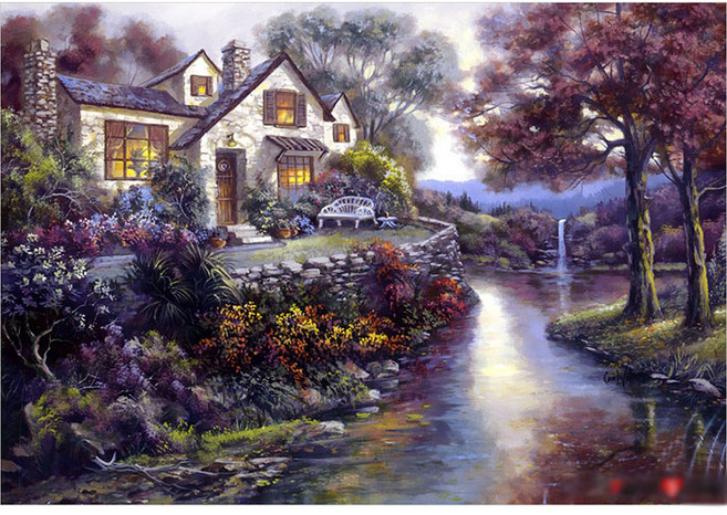 맑은 냇가의 방갈로 직소퍼즐 PL460, 300피스, 혼합색상, 1개