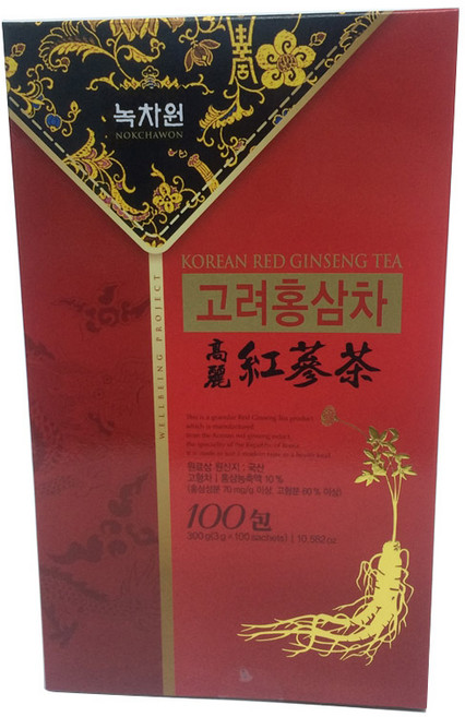 NOKCHAWON 綠茶園 高麗紅蔘茶, 3g, 100包, 1盒