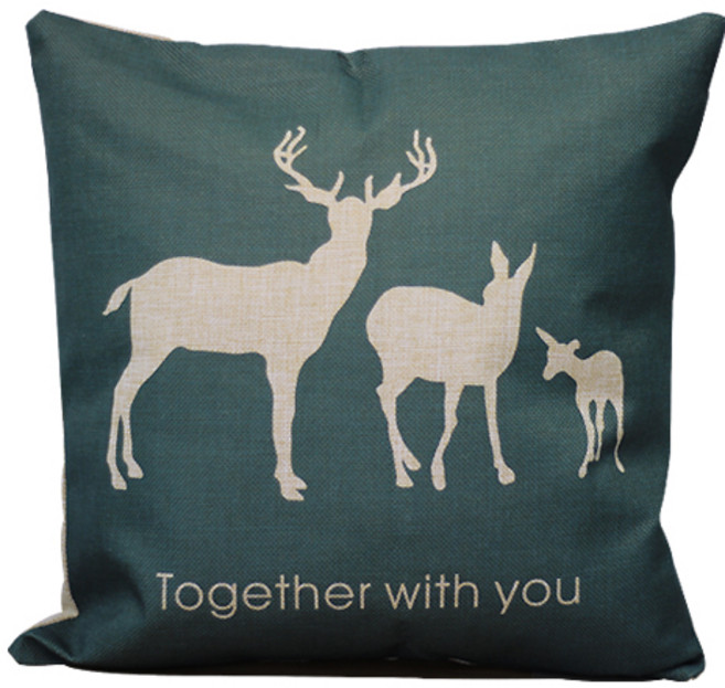 해피툴 린넨쿠션, 디어3그린
