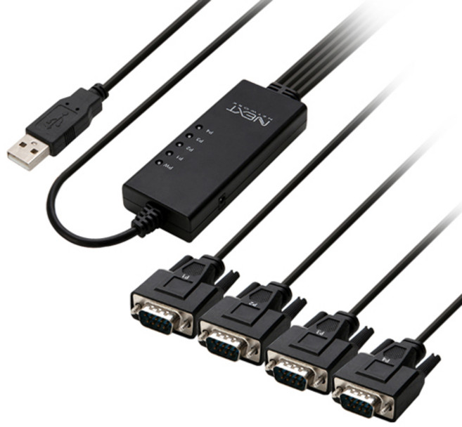 넥스트유 RS232 4P USB to RS232 시리얼 4포트 케이블, 1개