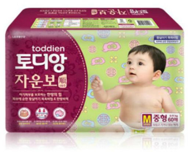 토디앙 한방자운보 순 기저귀 밴드형 남여공용, 중형(M), 60매