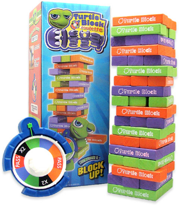 엠투월드 터틀블럭 쌓기게임 + 룰렛, 혼합색상, 1개