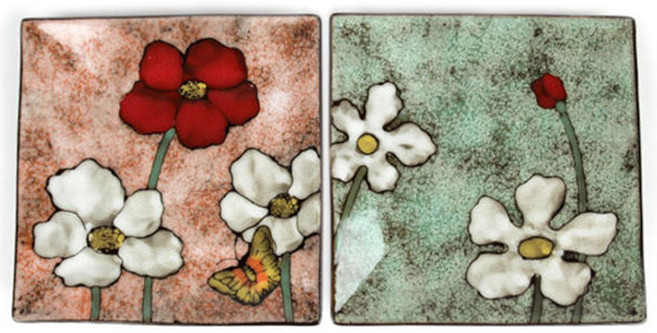 로얄에식스 소담 정사각접시 중, 핑크 + 그린, 2개