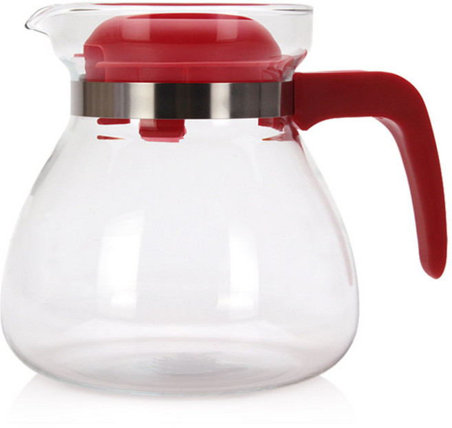 시맥스 파올라포트 내열유리 주전자, 1.3L, 레드, 1개