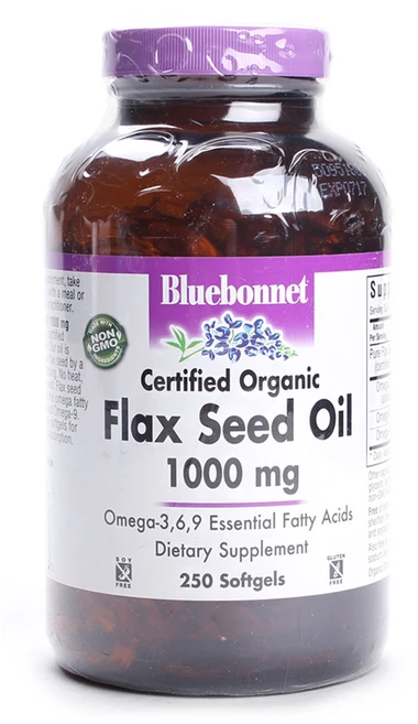 블루보넷 플랙 씨드 오일 1000mg 글루텐 프리 무설탕 소프트젤, 1개, 250정 - 쿠팡