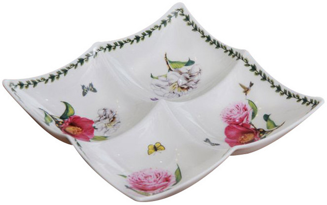 베스트데코 본차이나 4절 나눔접시, 카멜리아, 1개