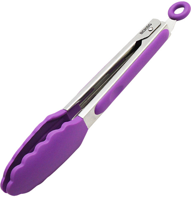 베링 실리콘 스텐레스 주방집게, 퍼플, 1개