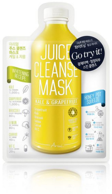 아리얼 주스클렌즈 마스크 케일&자몽, 1개입, 2개