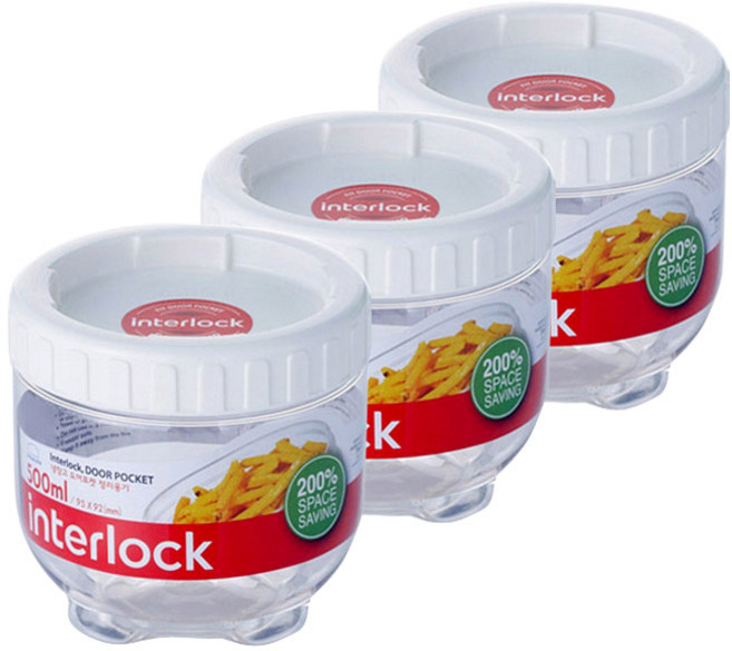 락앤락 냉장고 문짝정리용기 인터락 화이트캡, 3개, 3개