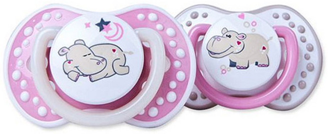 러비 야광 노리개 젖꼭지, 1단계 (0~4개월), 핑크, 1개