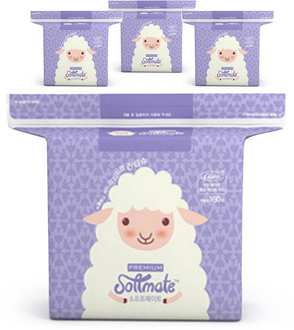 소프트메이트 프리미엄 건티슈, 60g, 160매, 4개