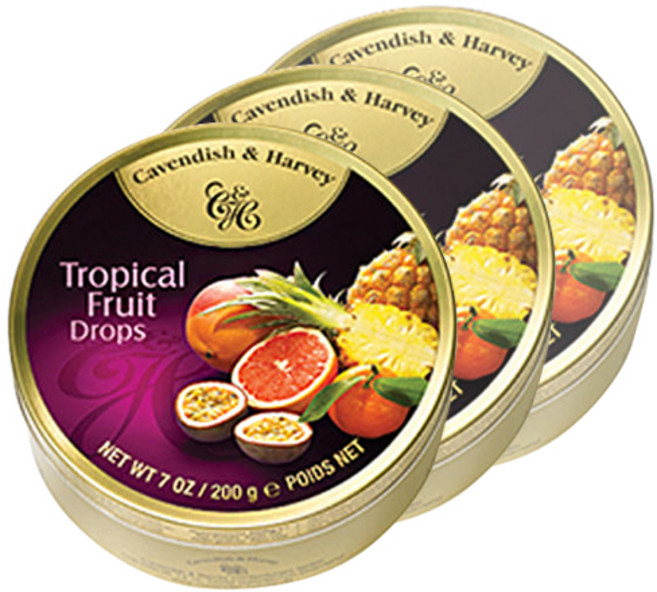 캐빈디쉬앤하비 트로피칼 후르츠 드랍 캔디, 200g, 3개