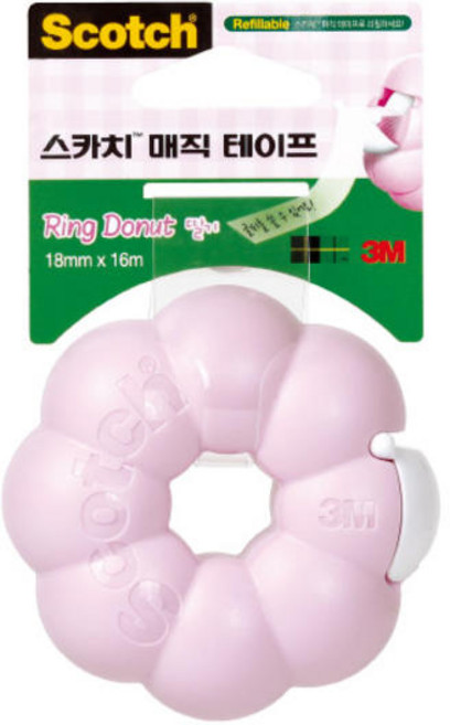 스카치 링도넛 매직 테이프 디스펜서 18mm x 16m, 딸기, 2개