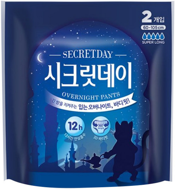 시크릿데이 입는 오버나이트 생리대, 대형, 2개입, 1개