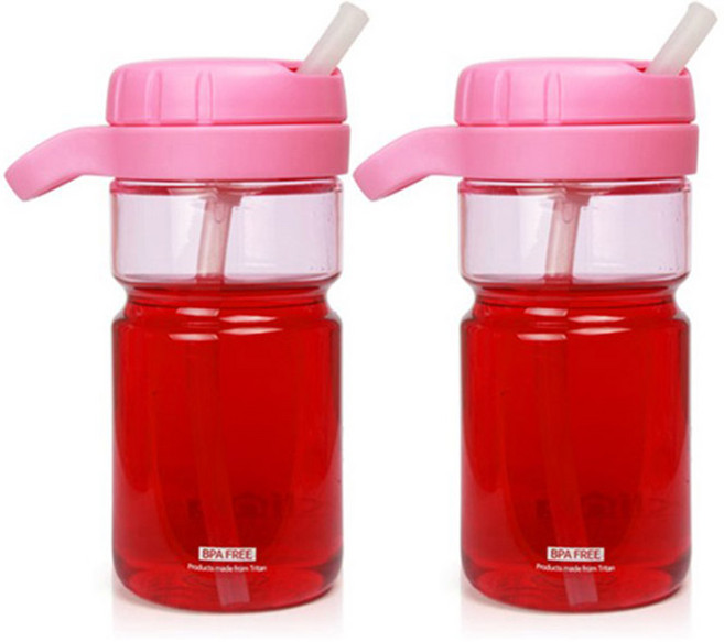 클리나 아쿠아 스트로우 물병, 핑크, 500ml, 2개