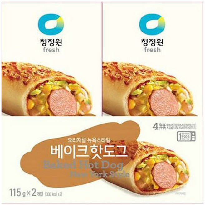 청정원 베이크핫도그, 115g, 2개
