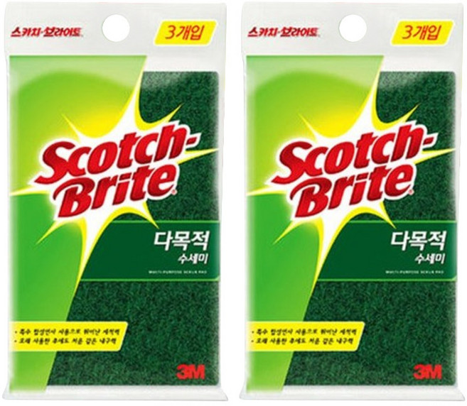 스카치브라이트 3M 다목적 수세미 소, 3개입, 2개