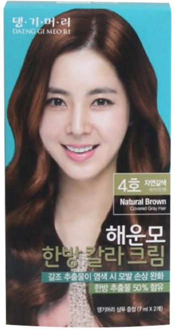 댕기머리 해운모 한방 칼라크림 새치머리용, 4호 자연갈색, 1개, 1개