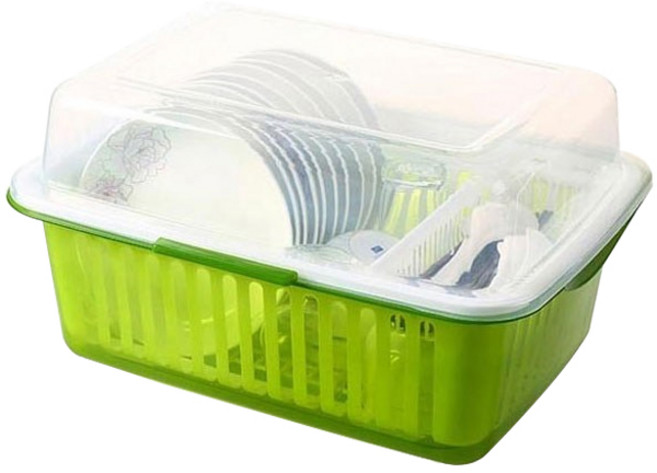 뚜껑식 위생 식기건조대 대형, 1단, 그린, 1개