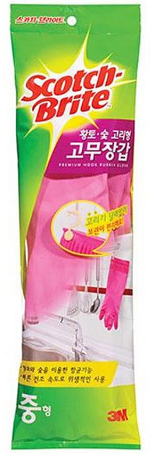 스카치브라이트 황토 숯 고리형 고무장갑, 중(M), 1개