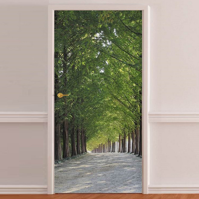 꾸밈 현관문 시트지 반광, 메타쉐콰이아길, 100 x 210 cm