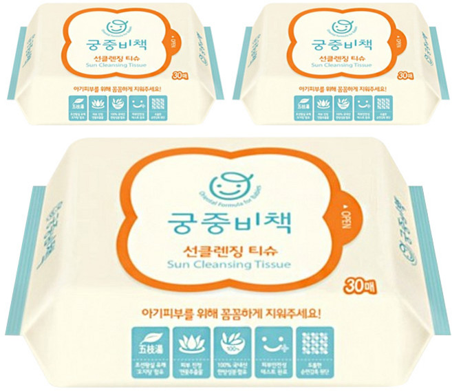 궁중비책 선클렌징 티슈, 3개