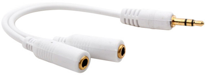컴스 스테레오케이블 (Y형) 10cm/이어폰 슬림일자형 C2859, 화이트, 1개