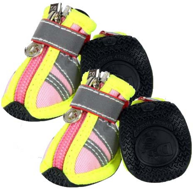 도기스쿨 야광 애견 신발, 분홍, 1개