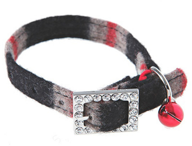 캐츠피아 카라 고양이 목줄, 울스트라이프 레드, S, 1개