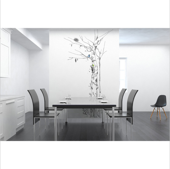 홈앤데코 연필드로잉포인트벽지3폭짜리1세트완제품, 200h3020002