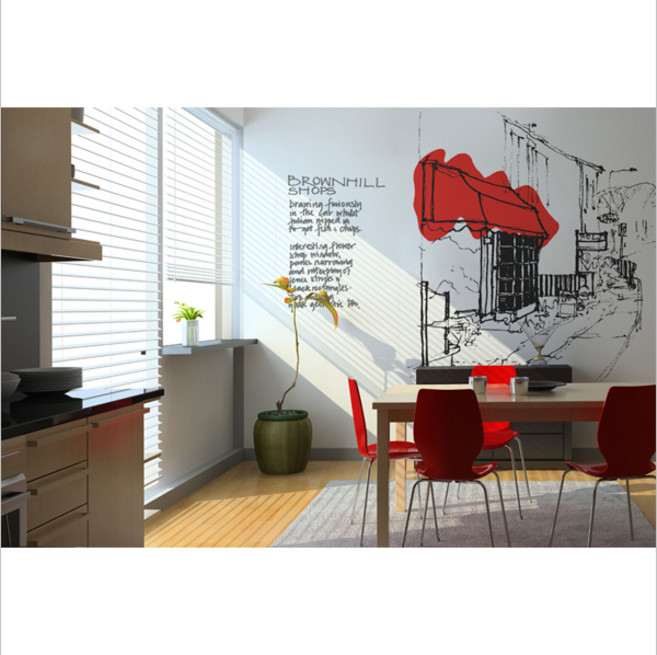 홈앤데코 카페그림포인트벽지3폭짜리1세트완제품, 154J4015401