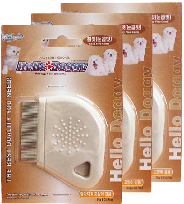 헬로도기 반려동물용 참빗, 혼합 색상, 3개