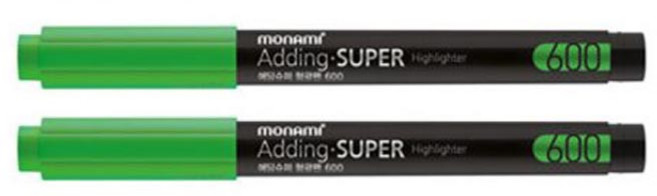 모나미 에딩슈퍼 형광펜 600, (Green:New), 24개