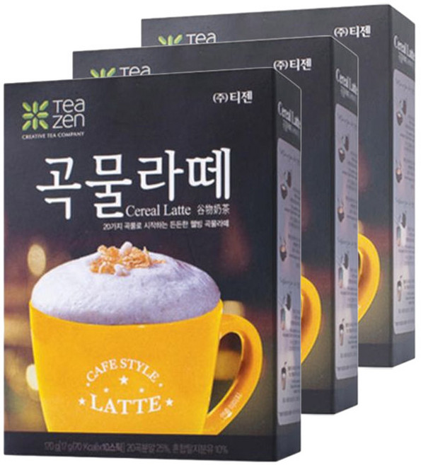 티젠 곡물라떼 분말, 10개입, 3개, 170g