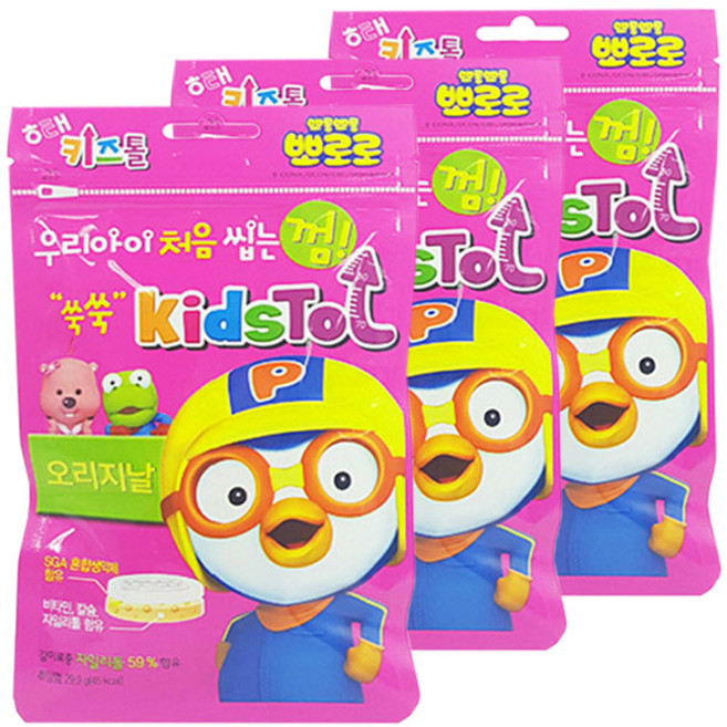 해태제과 키즈톨 무설탕껌, 29.9g, 3개