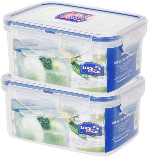 락앤락 직사각 밀폐찬통 600ml HPL811, 2개, 단품