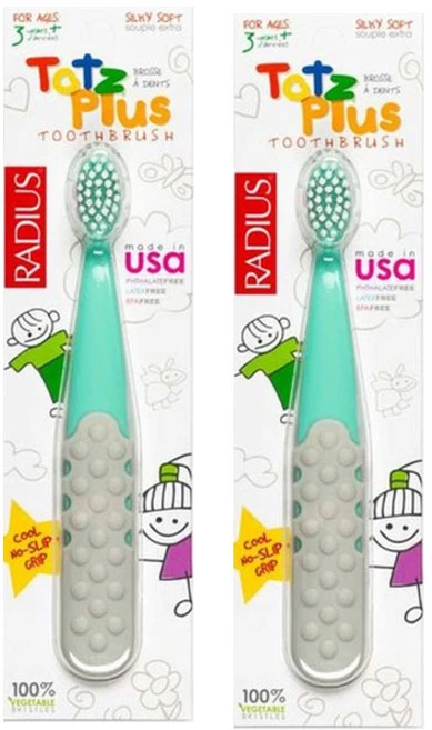 래디어스 토츠플러스 유아칫솔, 그레이 + 민트, 1개입, 2개 - 쿠팡