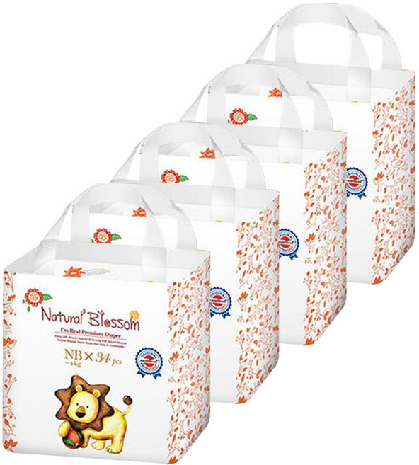 네추럴블라썸 초박형 밴드형 기저귀 남녀공용 NB (~4kg), 신생아용(NB), 136매