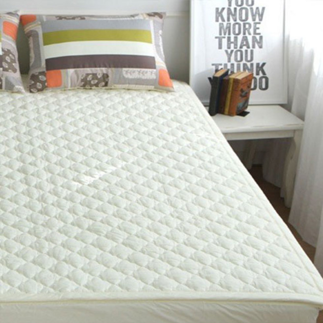 바숨 순면누빔 침대패드, 아이보리