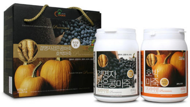 엔초이스 프리미엄 결명자 검은콩마죽 600g + 호박마죽 600g 선물세트 2호, 1세트
