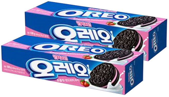 오레오 초콜릿 샌드위치 쿠키 딸기크림, 100g, 2개