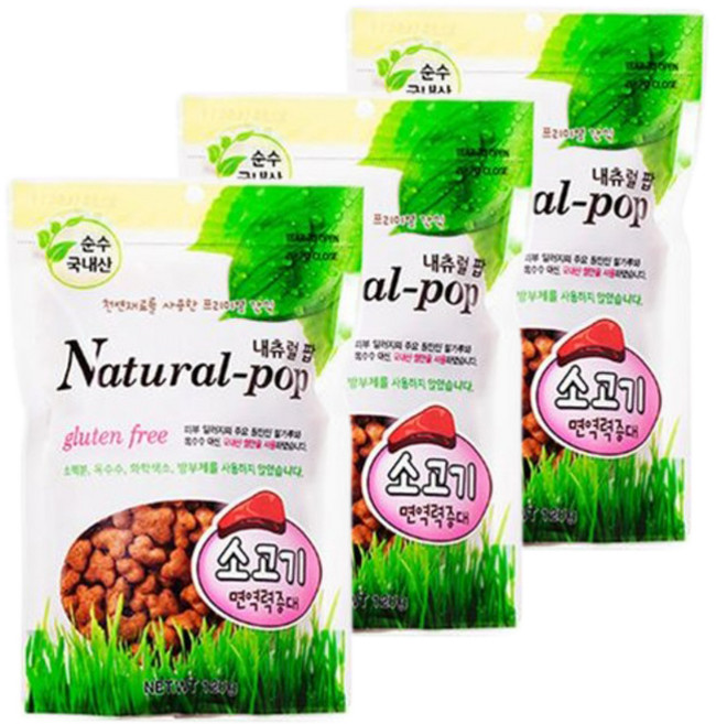 내츄럴팝 애견간식 120g, 소고기, 3개, 3개