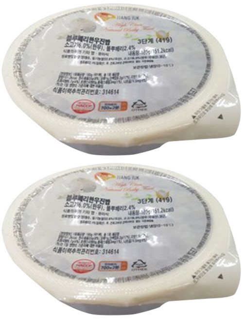 [짱죽] 3단계 이유식, 블루베리한우진밥, 180g, 2개